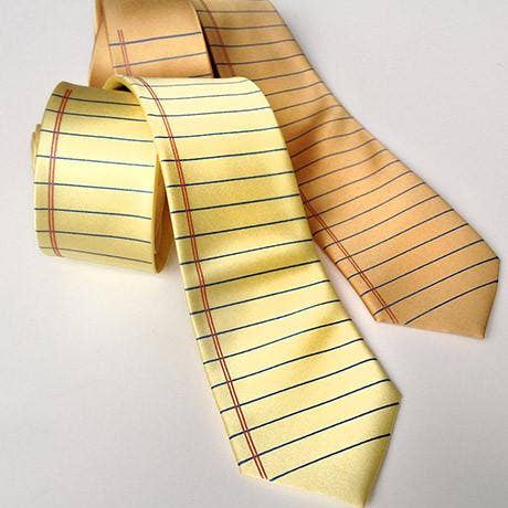 Cravate en soie lignée collège. Cravate d'impression papier cahier pour la vente par Cyberoptix Tie Lab