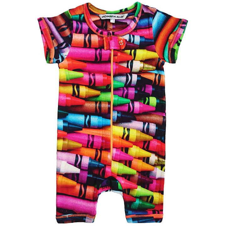 Short Sleeve Romper, Shorts - Crayons for wholesale by Inchworm Alley