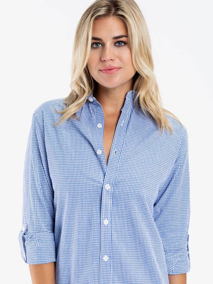 Emily Phillips Clothing - Wholesale Dress – Women's - Navy/White Check Seersucker Girlfriend Dress1