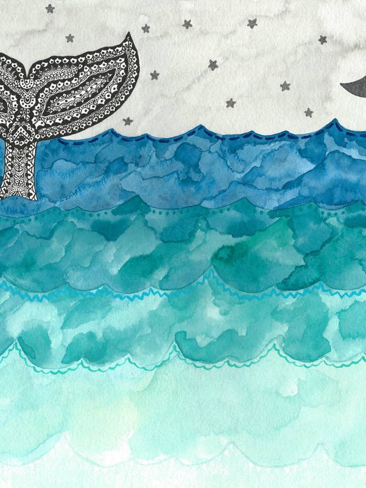 8" x 10" Whale Tail Art Print for wholesale by Andria Green