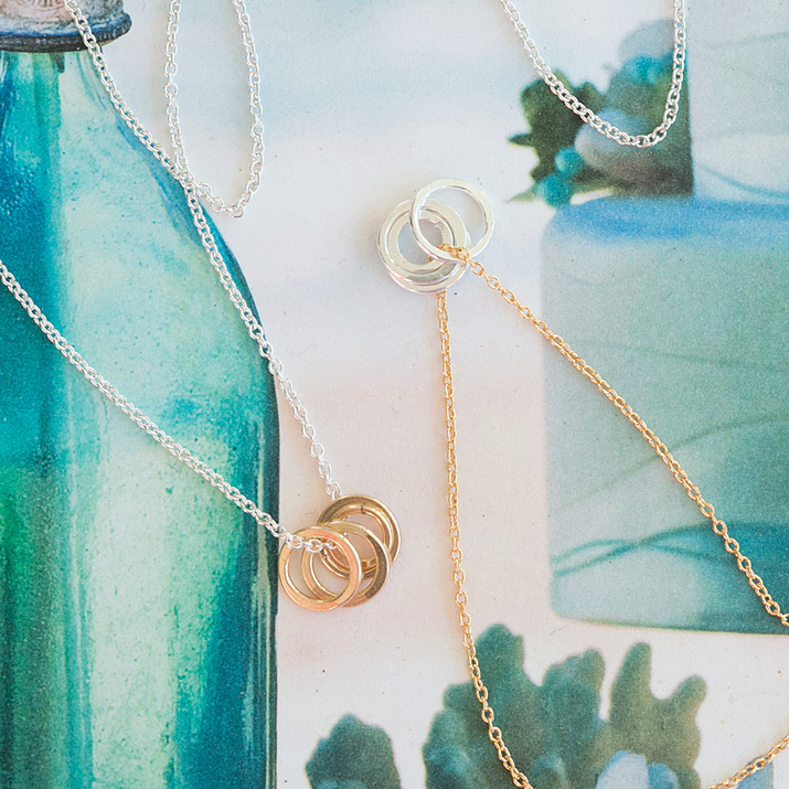 Freshie & Zero - Wholesale Pendant/Charm Necklace - Cluster Necklace - Gold Filled Chain Sterling Silver Circles3