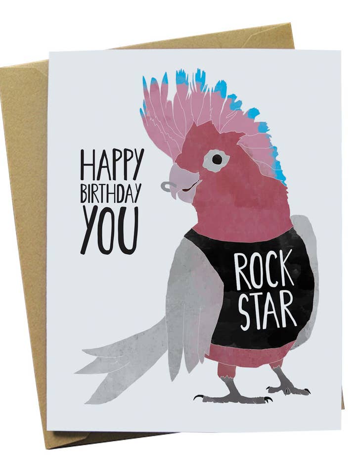 Carte d'anniversaire perroquet pour la vente par Paper Wolf Design