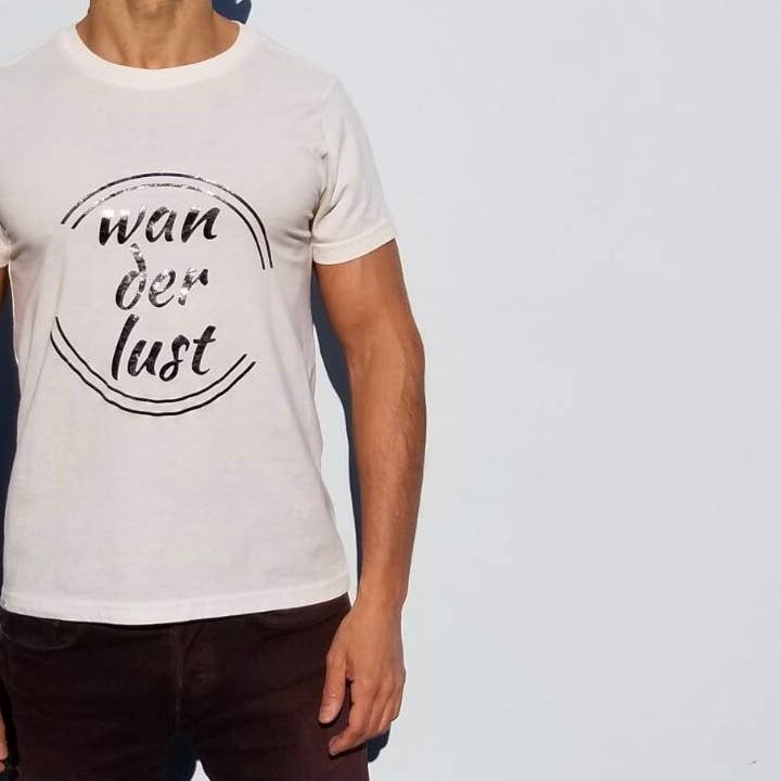 Around Eco - Wholesale Screen Printed T-Shirt - Unisex - White Wanderlust2