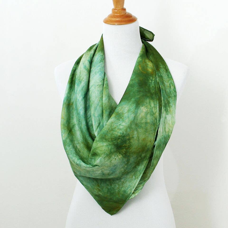 Ten Thousand Dandelions - Wholesale Scarf - Women's - 35" x 35" Silk Square Scarf - Olive Green2