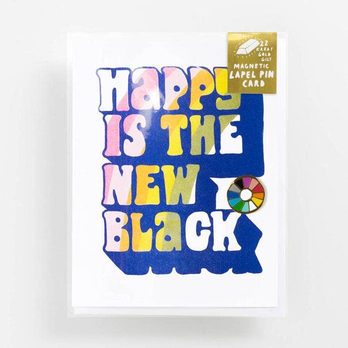 Yellow Owl Workshop - Wholesale Everyday Greeting Card - Color Wheel Pin and Happy Is The Black Card