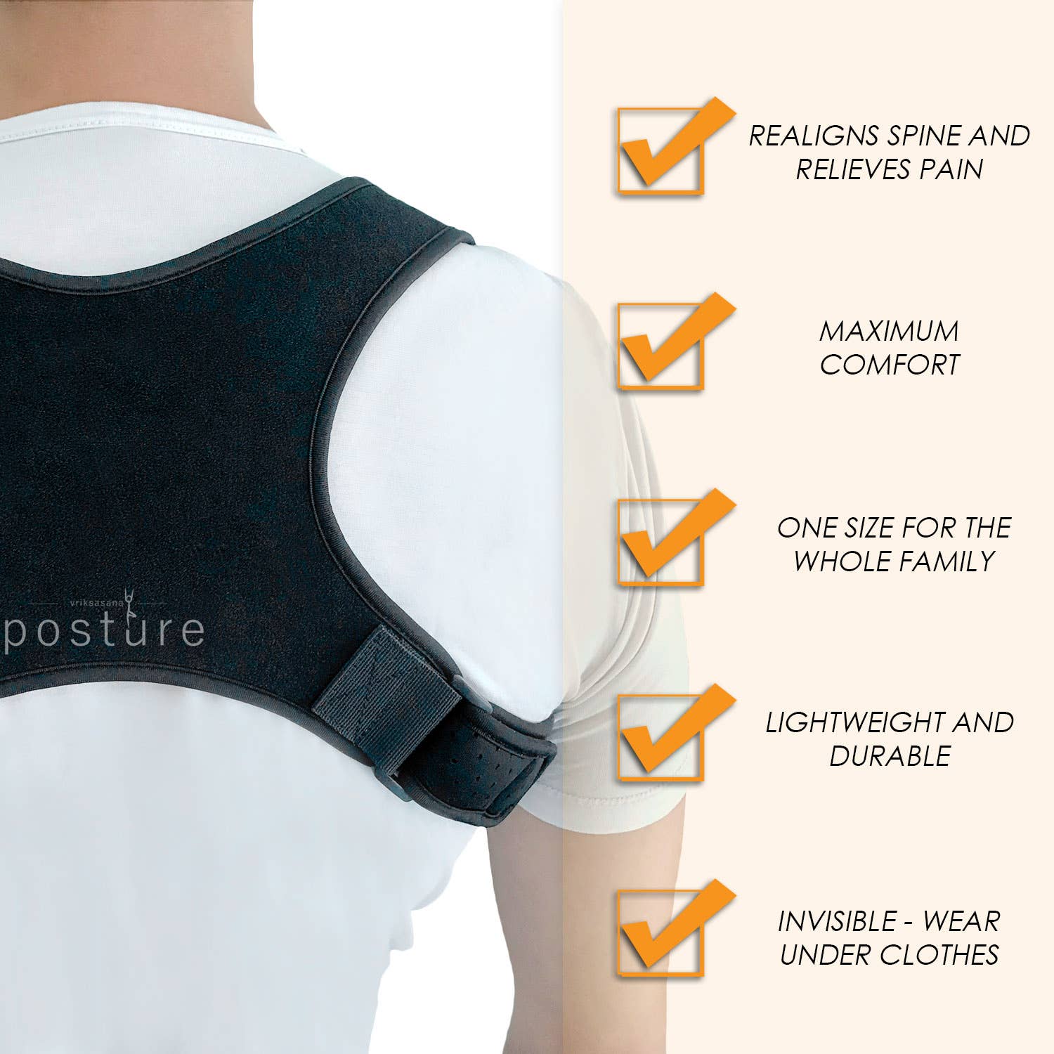 Vriksasana Posture - Venta al por mayor Soporte ortopédico - Corrector de postura discreto | Corrector de espalda para hombre y mujer2