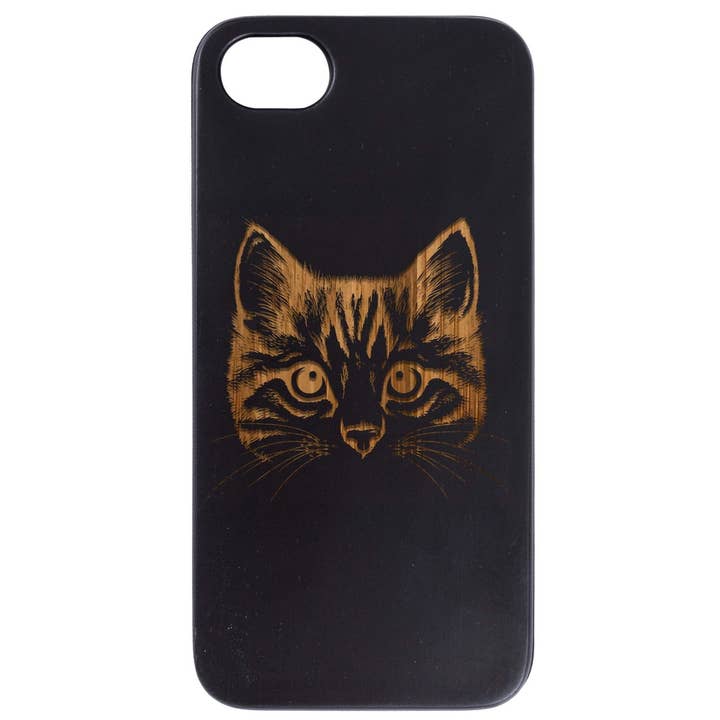 Black Coated Bamboo Wood - Cat Head Engraved for wholesale by OTTO CASE