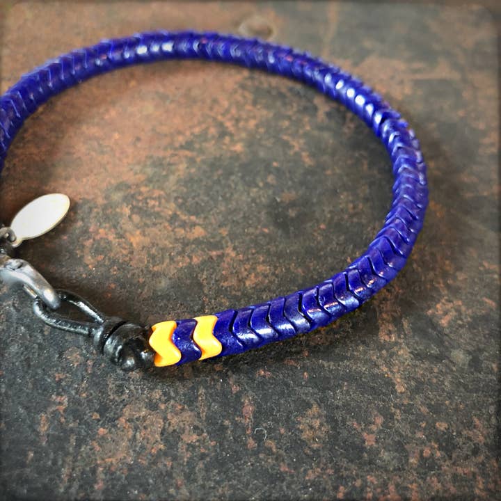 ASTALI - Vendita all'ingrosso Bracciale con perline - Braccialetto in vetro Snake - Blu indaco, bracciale con perline Chevron