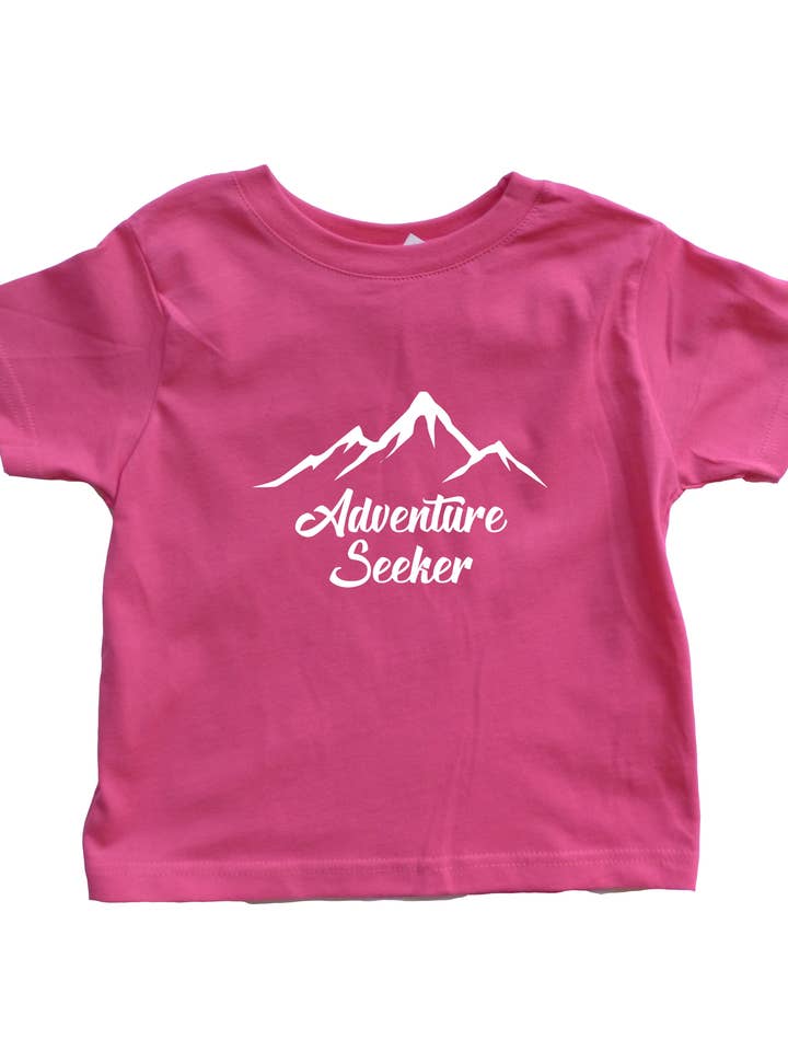 Pink with White Adventure Seeker Toddler Shirt for wholesale by Outdoorable Apparel