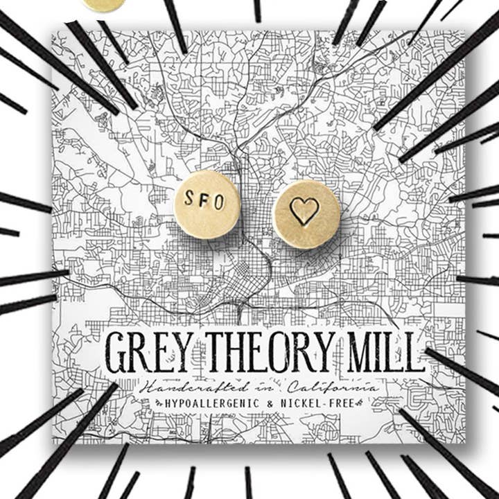 Grey Theory Mill - Wholesale Stud/Post Earrings - Custom Airport Code Earrings – Personalized Gift Jewelry0