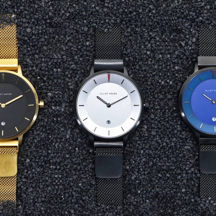 Elliot Havok - Wholesale Wrist Watch - Men's - Deep Sea Blue Minimalist Mesh - 38mm