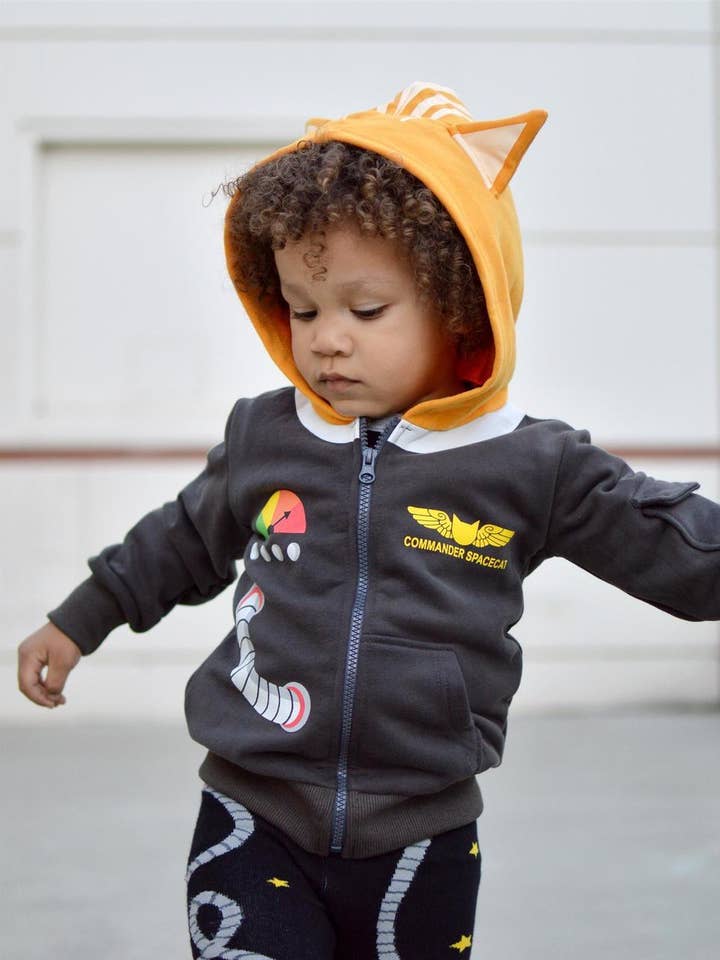Sweat à capuche 3D Commander Space Cat pour tout-petits et enfants pour la vente par Doodle Pants