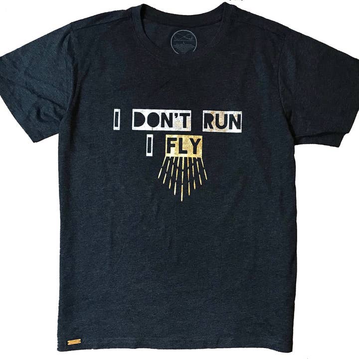 Around Eco - Wholesale Screen Printed T-Shirt - Unisex - Dark Gray I Don't Run I Fly