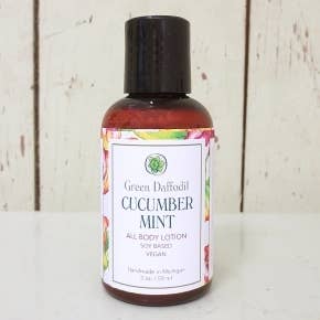 Cucumber Mint Mini Soy Lotion Bottle - Travel Size for wholesale by Green Daffodil Bath & Body