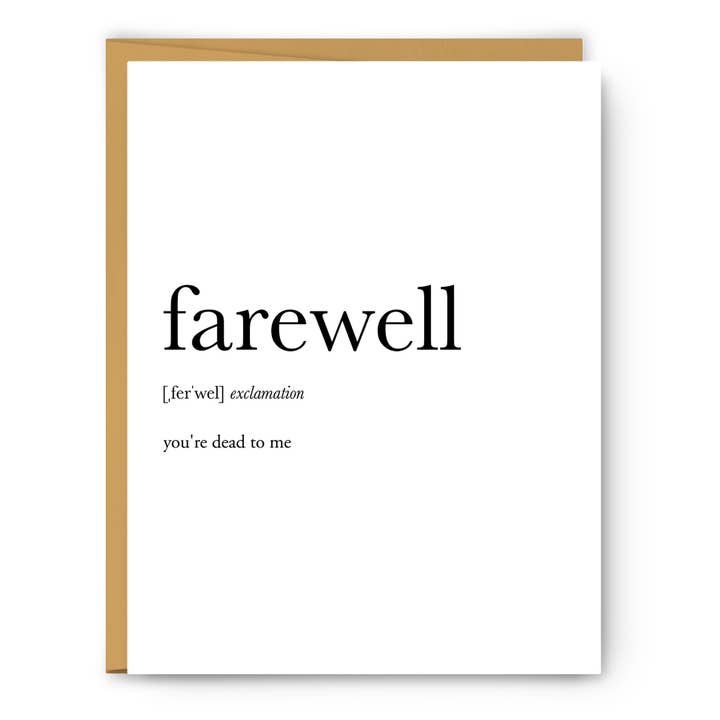 Farewell Definition - Everyday Card for wholesale by Footnotes
