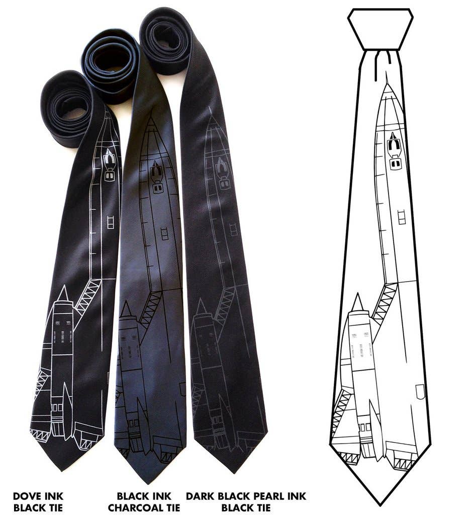 Cyberoptix Tie Lab - Wholesale Necktie - Men's - SR-71 Blackbird Necktie, Aircraft Blueprint Tie.1
