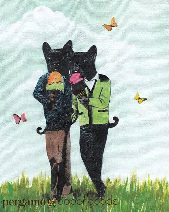 Pergamo Paper Goods - Wholesale Art Print - French Bulldogs 8X10 Art Print - Gay Pride3