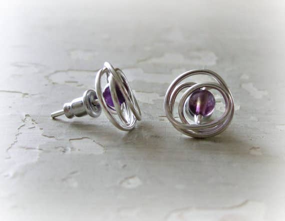 Contempo Jewelry - Vente Clous d'oreille - Boucle d'oreille à tige en améthyste et argent sterling3