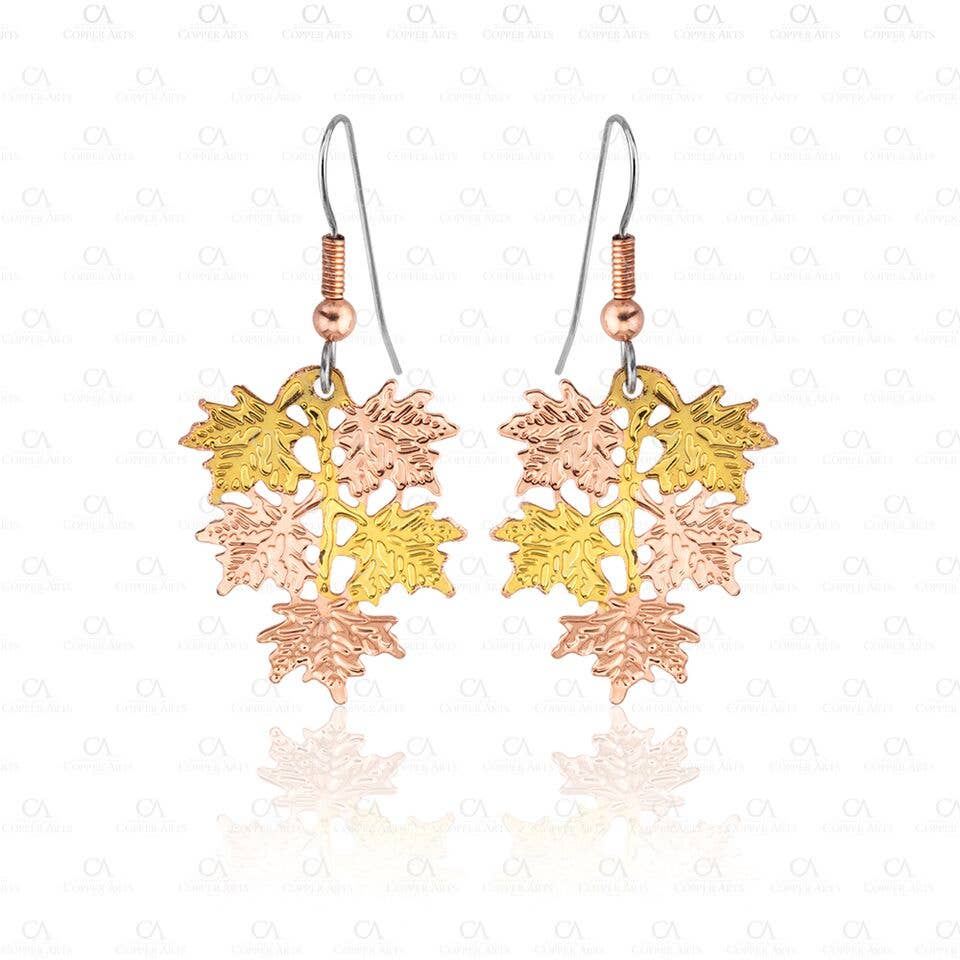 COPPER ARTS INC. - Wholesale Dangle Earrings - TS 263  Cut Out Unique Maple Leaf Earrings 1