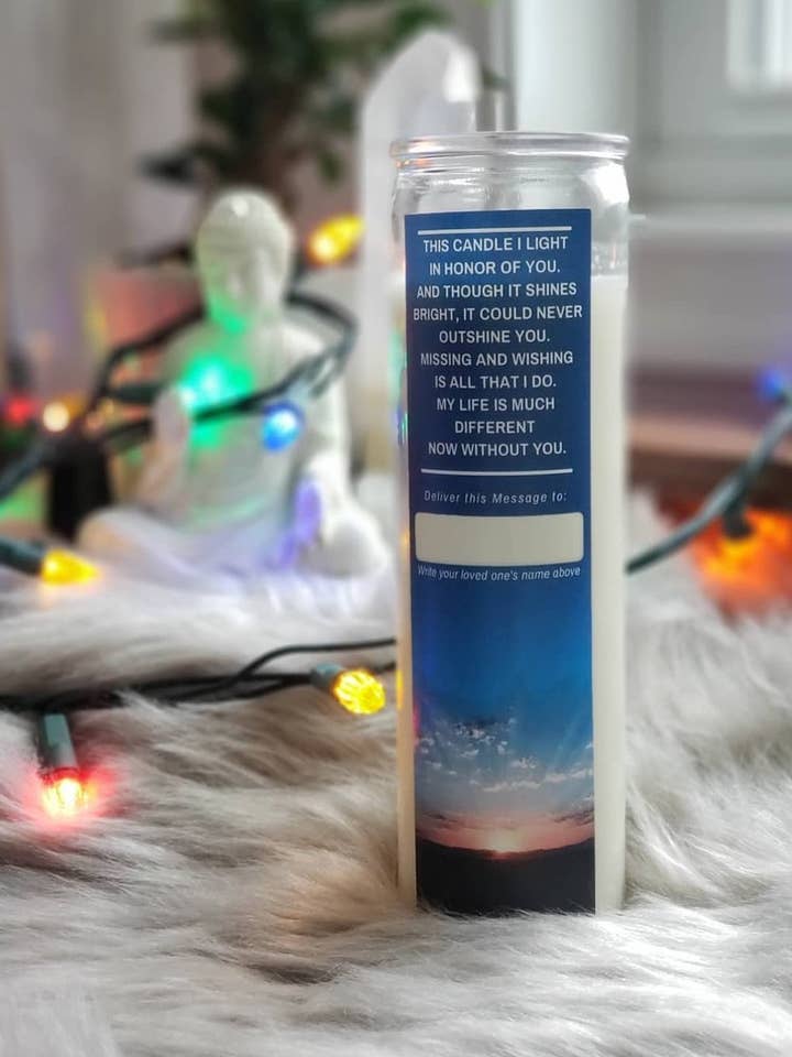 Honor Your Loved One Prayer Candle for wholesale by Love Light and Legacy