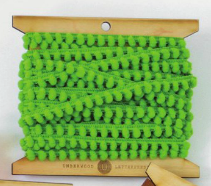 Underwood Letterpress - Wholesale Ribbon - Gift Wrapping - Green Mini Pom Pom Trim 5 yds0
