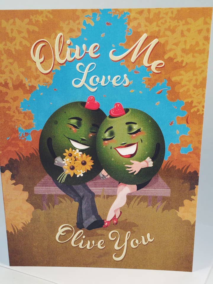 Olive Me Loves Olive You, cartão em branco por atacado de Kitschy Delish
