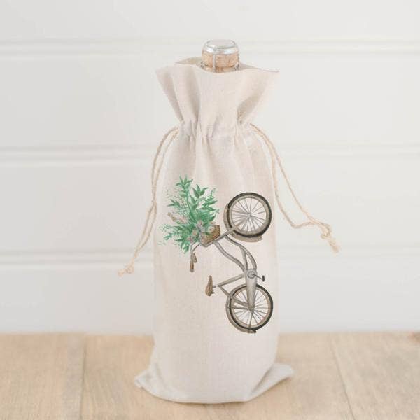 Floral Bike Watercolor Wine Bag for wholesale by DWELL Home Shoppe