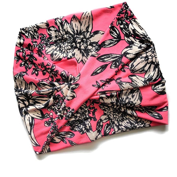 Faixa de cabeça larga rosa neon | Turbante | Twist | Ioga por atacado de Crunchy Love Co.