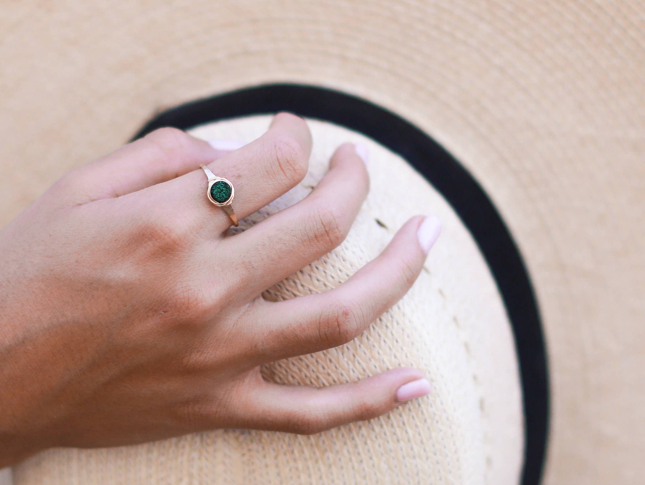 Saressa Designs - Wholesale Single Stone/Solitaire Ring - Micro Druzy Ring - Emerald City1