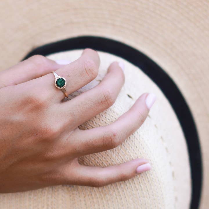 Saressa Designs – wholesale Solitairering – Micro Druzy Ring - Smaragd Stad1