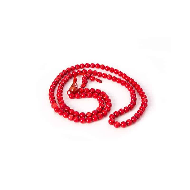Kathmandu yogi - Wholesale Prayer Beads Necklace - Red Mountain Coral Mala Necklace