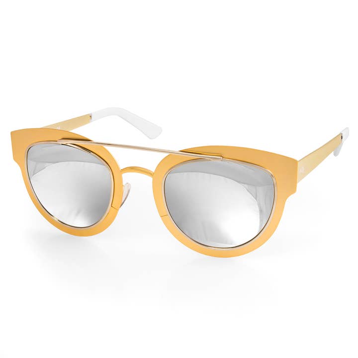 Silver Mirrored Jolene Sunglasses for wholesale by AQS Brand Inc.