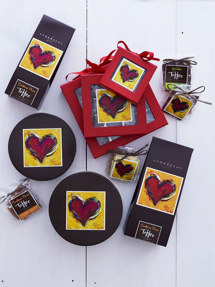 Fleur De Sel Toffee Valentine - 8 Pc Box for wholesale by Lambrecht Gourmet