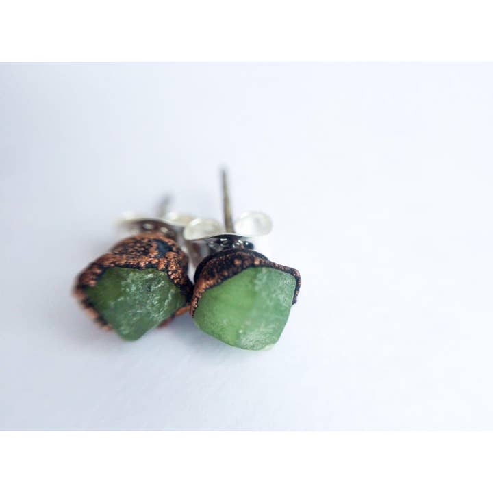 HAWKHOUSE - Wholesale Stud/Post Earrings - Green Garnet Stud Earrings1