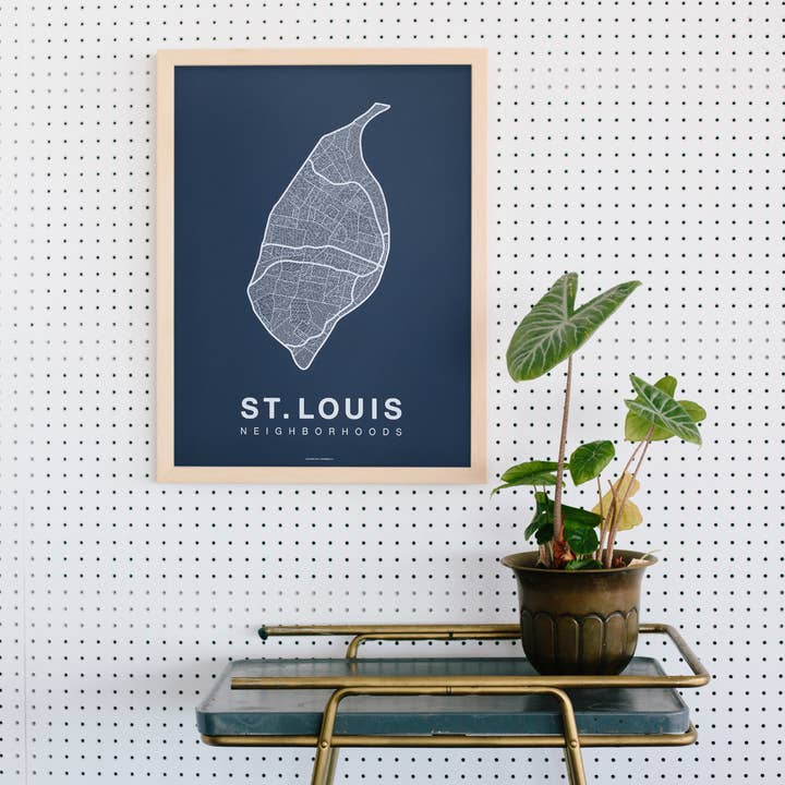 Affiche de carte de la ville du quartier de Saint-Louis, MO pour la vente par Native Maps