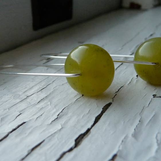 Olive Jade Box Earrings for wholesale by Iris Noire Designs