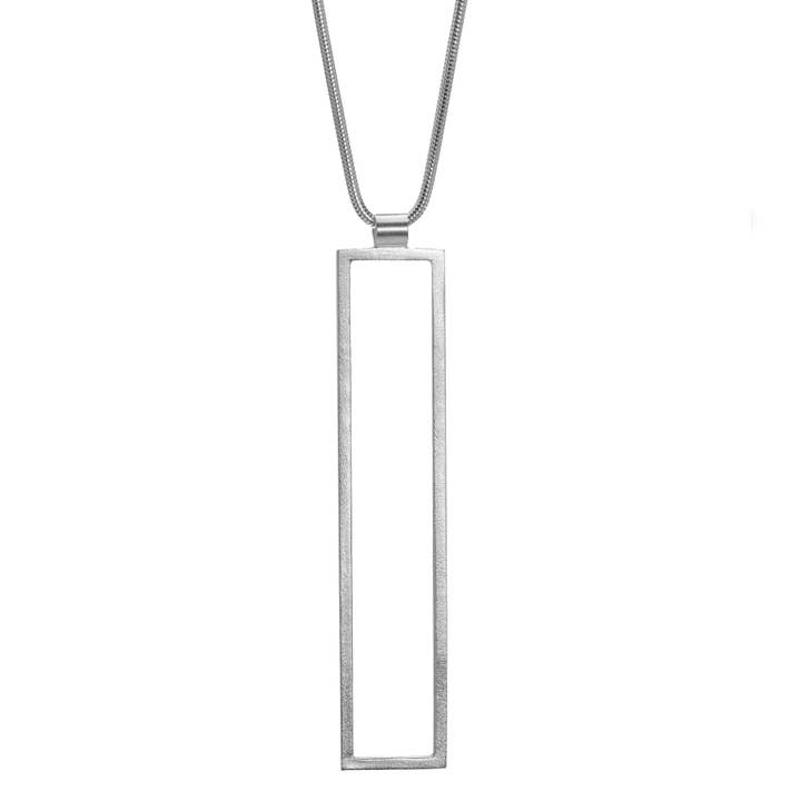 Rectangle Frame Long Necklace - Silver for wholesale by Cielomar Jewelry