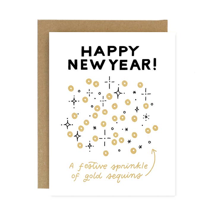 New Year Sequins Card for wholesale by Worthwhile Paper