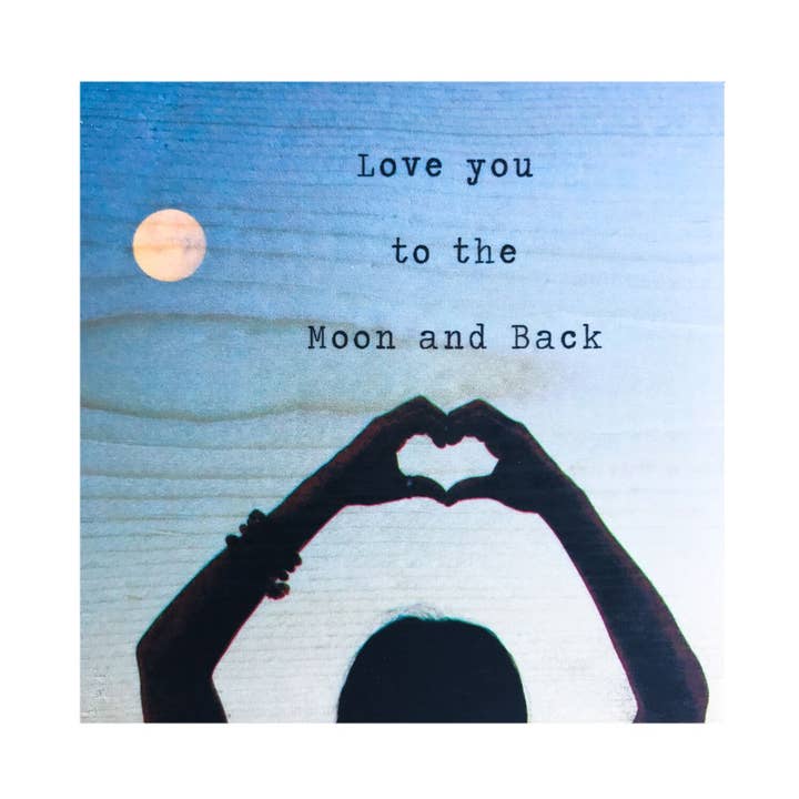3x3 Love you to the Moon Wood Print for wholesale by Lancaster Wood Prints