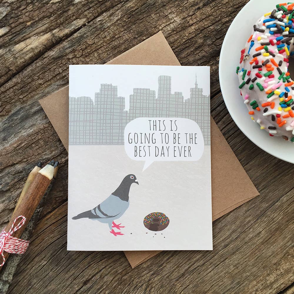 Modern Printed Matter - Wholesale Birthday Card - Pigeon Donut Birthday Card2