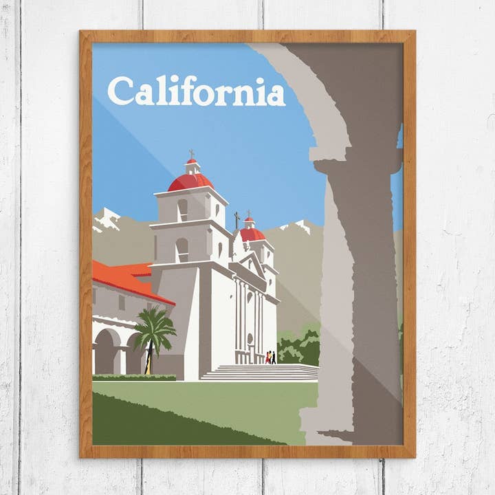 5'' x 7'' Southern California Santa Barbara Mission Church Travel Greeting Card for wholesale by Fridgedoor