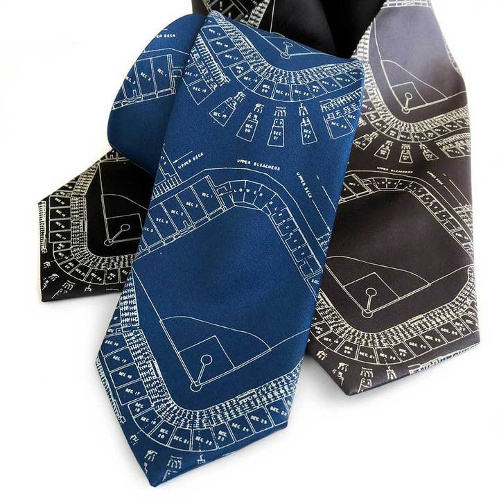 Old Tiger Stadium Blueprint Necktie, Historic Detroit Tie for wholesale by Cyberoptix Tie Lab