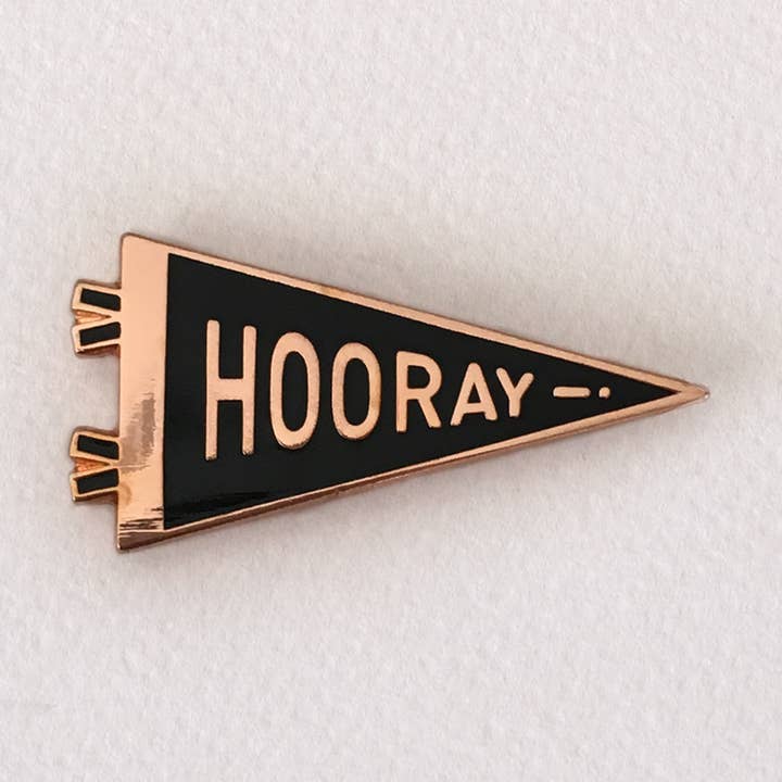 Hooray Pennant Enamel Pin for wholesale by Hearts to the Moon