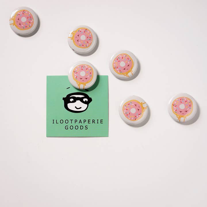 Grumpy Donut Button for wholesale by ILOOTPAPERIE