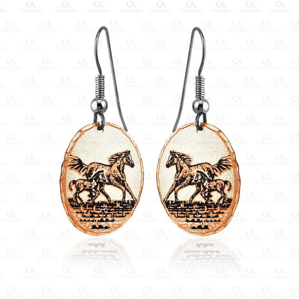 COPPER ARTS INC. - Wholesale Dangle Earrings - D 57 Horse & Foal Handmade Copper Earrings1