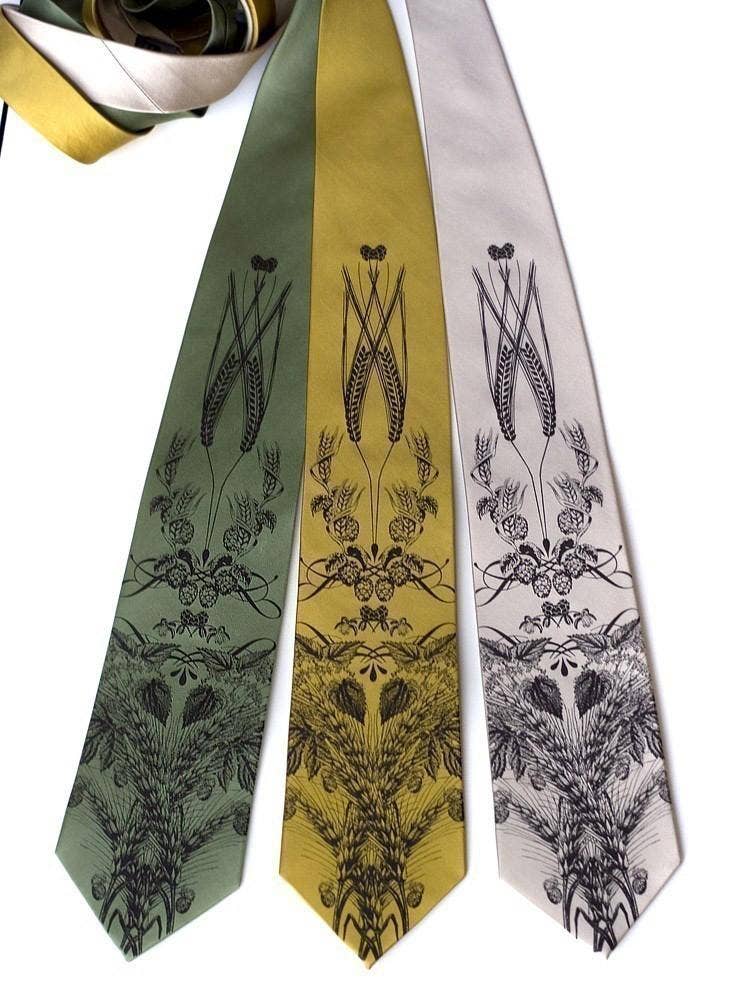 Cyberoptix Tie Lab - Wholesale Necktie - Men's - Beer Necktie. Hops & Wheat Print Tie22