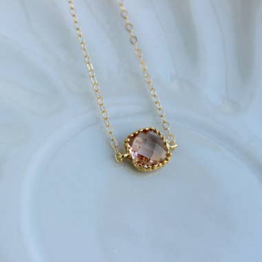 Dainty Blush Champagne Necklace 14k Gold for wholesale by Laalee Jewelry