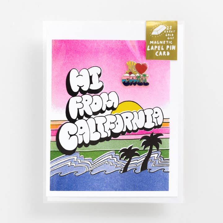California Pin och Hej Från Kalifornien Card för wholesale av Yellow Owl Workshop