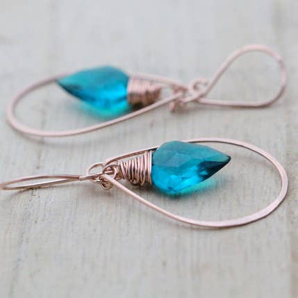 Arrow Hoops - Teal Quartz for wholesale by Saressa Designs