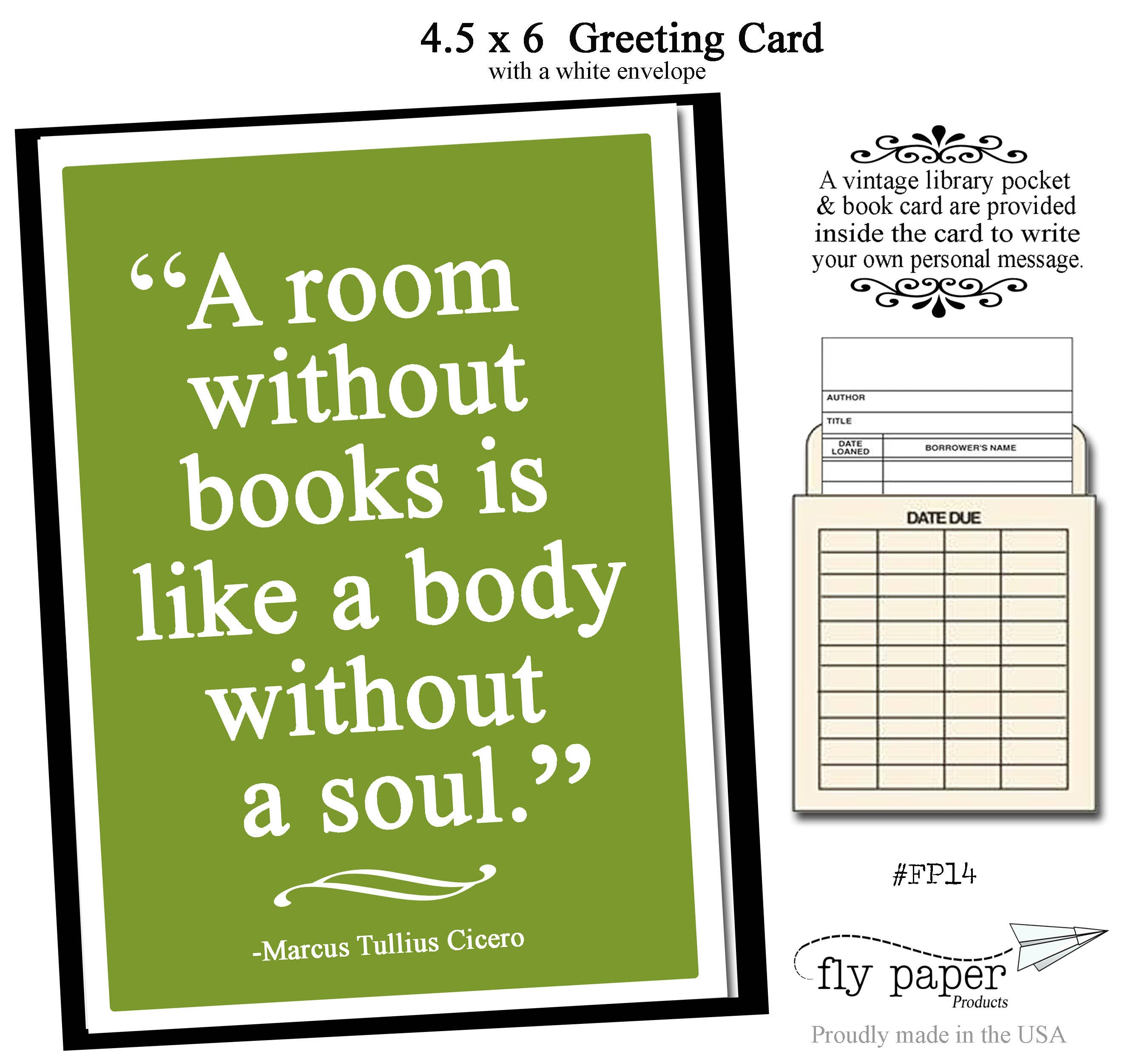 Fly Paper Products - Vente Cartes d'amitié - Carte de vœux de l'amitié A Room Wiout Books1